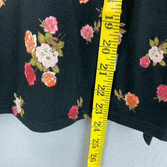 J‎ Jill Top Womens Small Petite Black Floral Pullover Tee Supima Cotton Stretchy - Picture 8 of 14